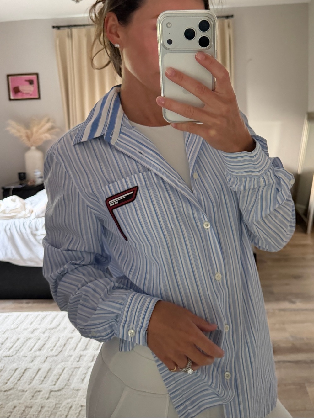 Prada Light Blue and White Striped Cotton Shirt
